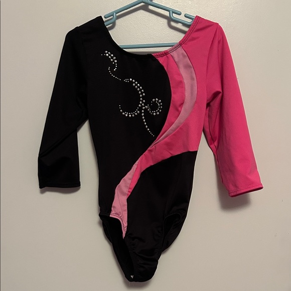 Danskin Black and Pink girls leotard size  7/8 - Picture 1 of 5